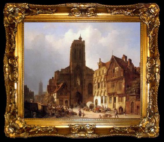 framed  unknow artist European city landscape, street landsacpe, construction, frontstore, building and architecture. 168, ta009-2